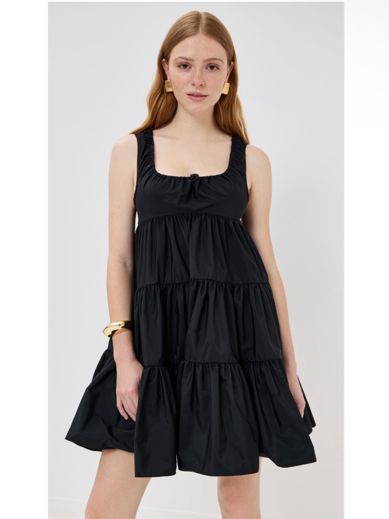 Cecilie Bahnsen Babydoll Tiered Taffeta Drawcord Sleeveless Mini Aino Dress 4